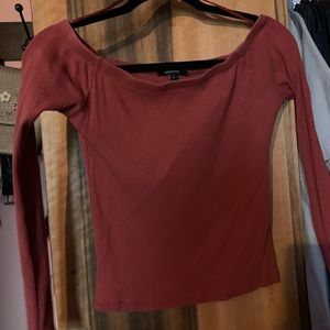 Burnt orange off the shoulder long sleeve